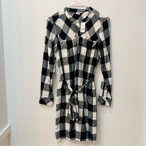 GAP Dresses & Skirts - NWT Gap Checkered shirtdress black white size small
